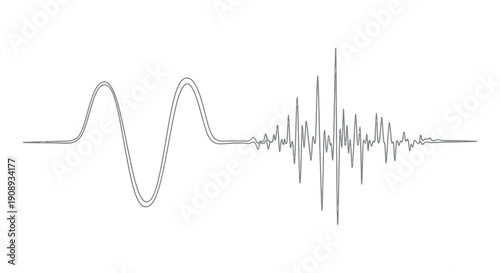 Sound Waveform and Audio Signal Single Line Art