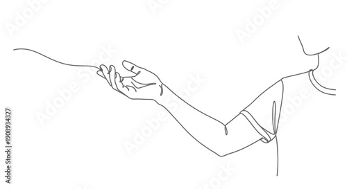 Hand Reaching Out Connection and Help Line Art
