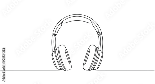 Headphones Audio Listening Device Line Art