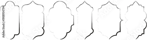 Islamic arch frame set with decorative hand drawn brush texture