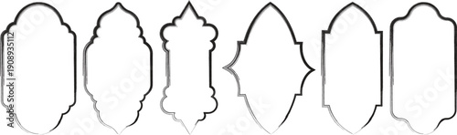 Islamic arch frame set with decorative hand drawn brush texture