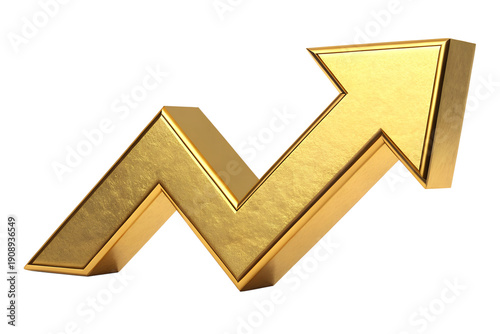 3D golden arrow isolated on white background
