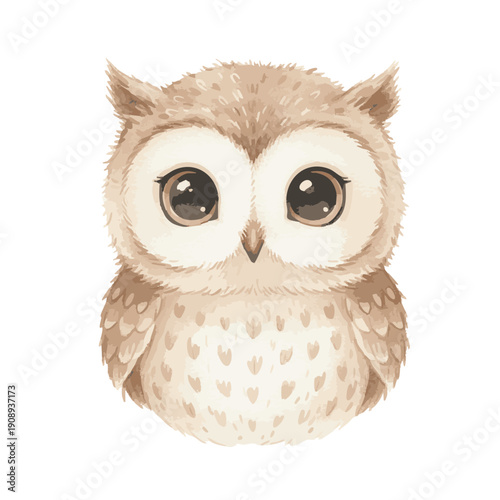 Cute Watercolor Owl Illustration.
