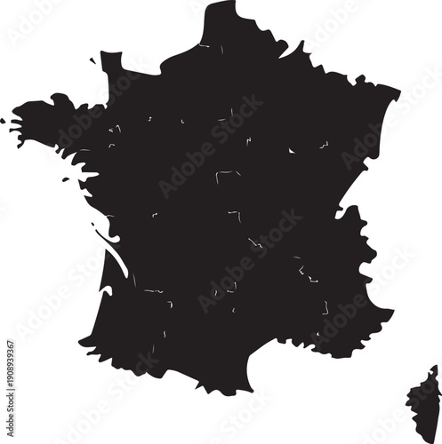 france map - High detailed Black map with counties