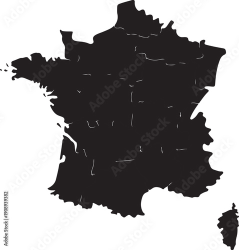 france map - High detailed Black map with counties