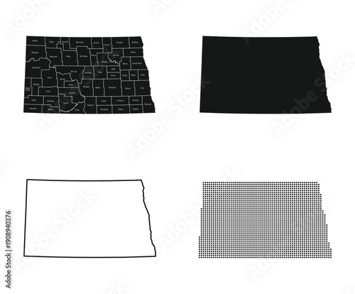 vector illustration of North Dakota map