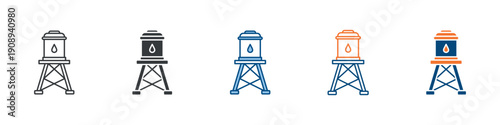 Water Tower Icon Set Multiple Style Collection