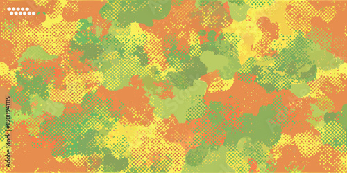 Abstract background with blended orange and green pixelated textures