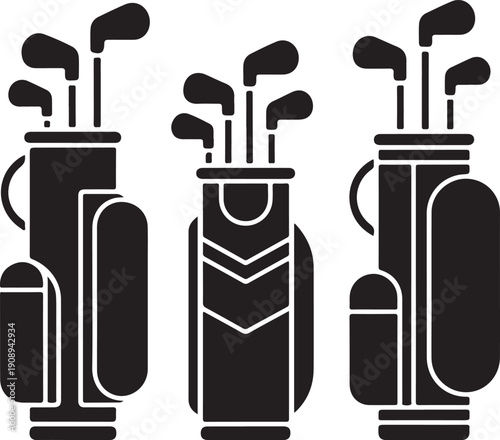 Golf bag icon set. Vector graphic illustration. Suitable for website design, logo, app, template, and ui.