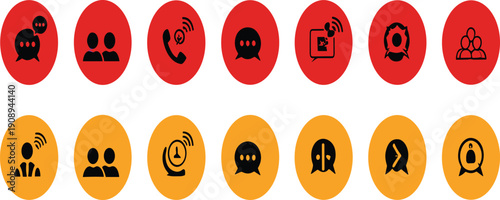Customer service and communication icon set vector illustration with chat call support and contact symbols collection
