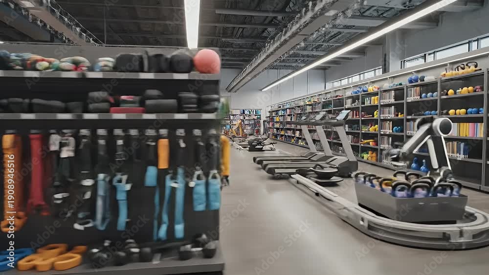 custom made wallpaper toronto digitalA modern interior with shelves holding various items, a long hallway of books on the left