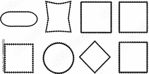 Collection of basic geometric shapes with dotted borders