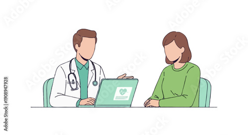 Flat Illustration Doctor giving health advice using laptop