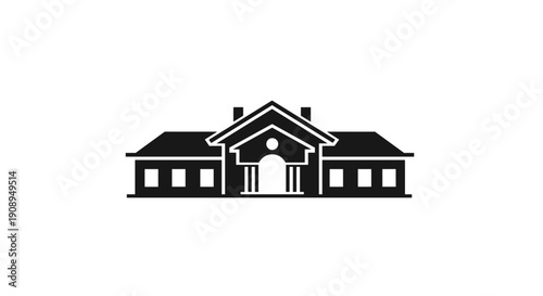 Classic Public Building Icon Silhouette