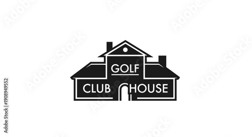 Golf Clubhouse Icon Logo Black and White