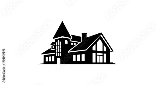 Elegant Modern House Silhouette Icon