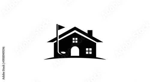 Minimalist Golf Course Home Logo Design