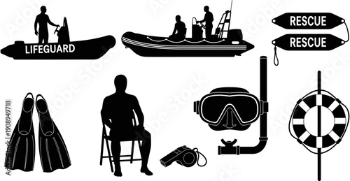 Set of camping tent icons and outdoor glamping shelters including teepees, dome tents, and luxury camping site silhouettes.