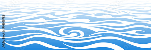Ripples and water waves, sea surface, vector natural background, banner