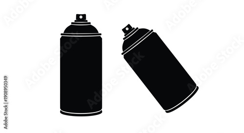 Two spray paint cans depicted in stark black silhouette