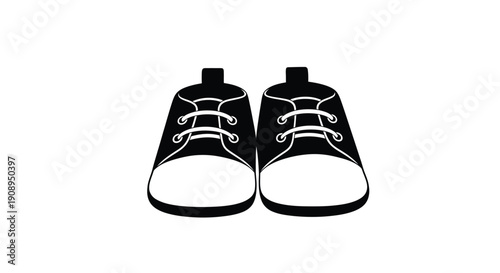 Pair of black sneakers with white soles a simple silhouette