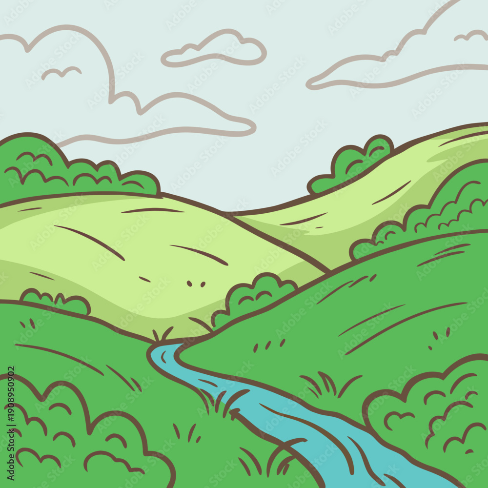 Obraz premium landscape with river and mountains