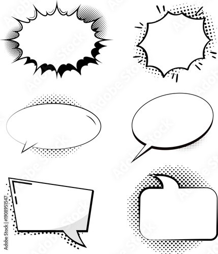 Vibrant comic book style speech bubbles for dynamic storytelling and design