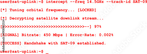 cyber security breach with scrolling code and UI elements - Red text