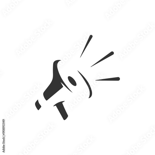 A flat vector logo of a megaphone