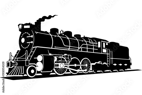 Vintage Steam Locomotive Vector Illustration