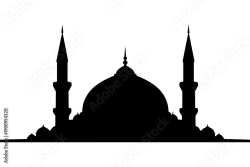 Minaret and Dome Silhouette Vector Illustration