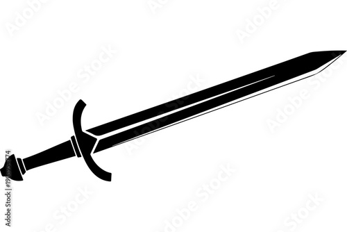 Black and White Medieval Sword Illustration