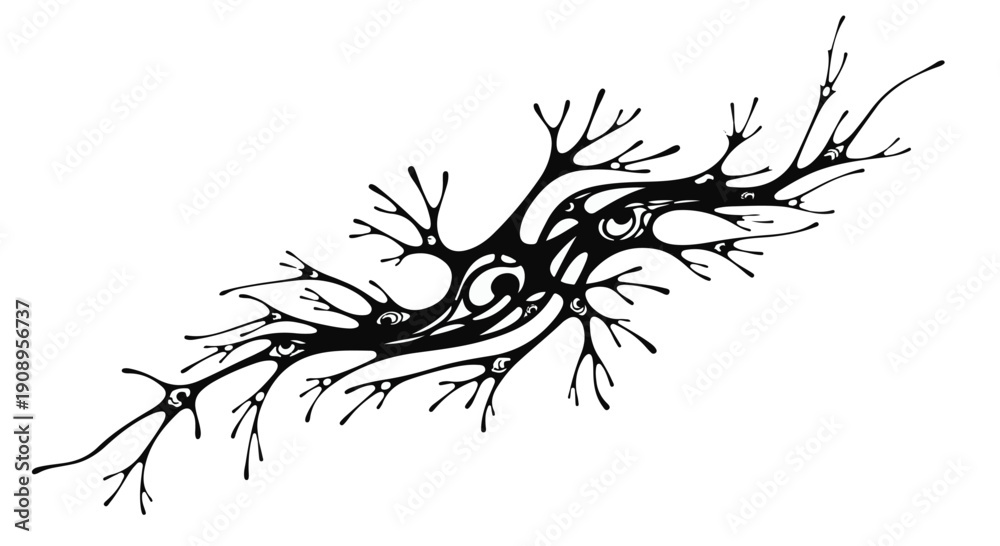 Fototapeta premium Intricate organic abstract shape with branching patterns and swirling details