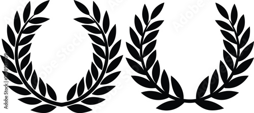 laurel wreath award set vector illustration