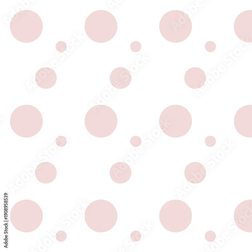 淡いピンクの水玉模様の背景素材。白背景に大小のドットが並ぶシンプルで可愛らしい抽象デザイン。