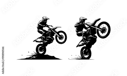 Dynamic Motocross Action Silhouettes