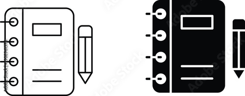 notebook icon vector graphic illustration  with white background flat hand made icon fill icon .