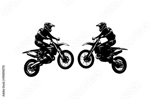 Motocross Riders Racing Silhouettes