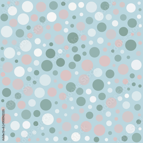 Pastel Polka Dot Pattern on Light Blue Background.