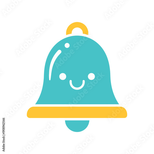 Blue Bell with Smiling Face Icon.