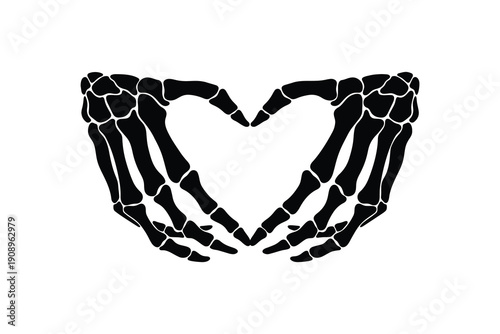 Skeleton Hands Forming Heart Shape Illustration, Gothic Love Symbol
