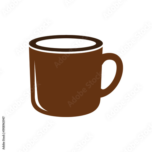 Brown Coffee Mug Illustration with Handle.