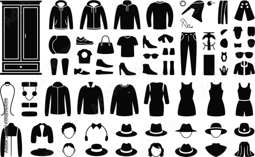 Wardrobe Icon Set - Clothing and Accessories Collection