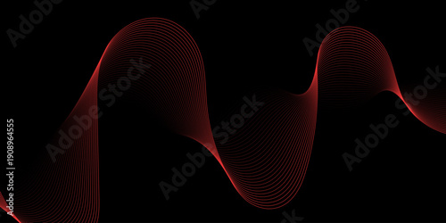 Dynamic red waveform illustration on a dark background, depicted from a front viewpoint, representing a graphic design concept