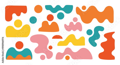 Abstract Colorful Blob Shapes on White Background