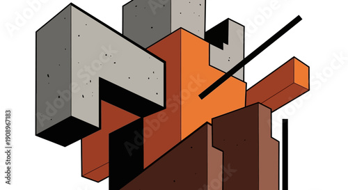 Abstract Geometric Composition with Cubes and Lines