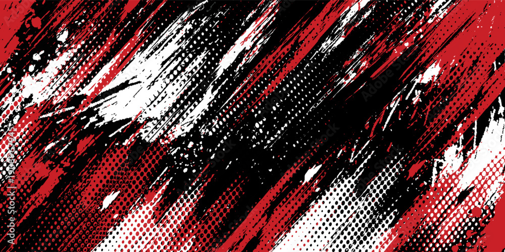 Naklejka premium Gaming esport background striking stripes electric banner vector illustration design red black grunge brush wing comic pattern modern abstract concept livery stripes decal paint splash splatter.eps 10
