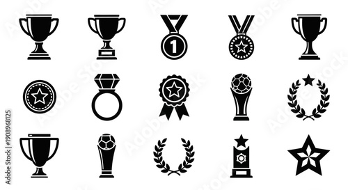 Awards and Achievements Icons Set, Victory Symbols