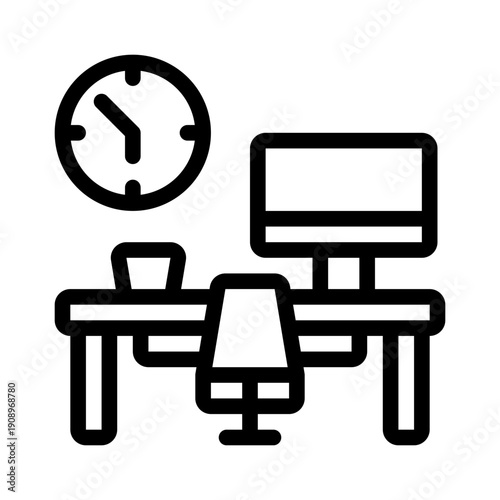 office desk line icon