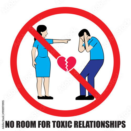 A bold prohibition mark over a manipulation gesture, powerfully rejecting emotional control—ideal for relationship awareness campaigns, counseling materials, social media advocacy, workshops